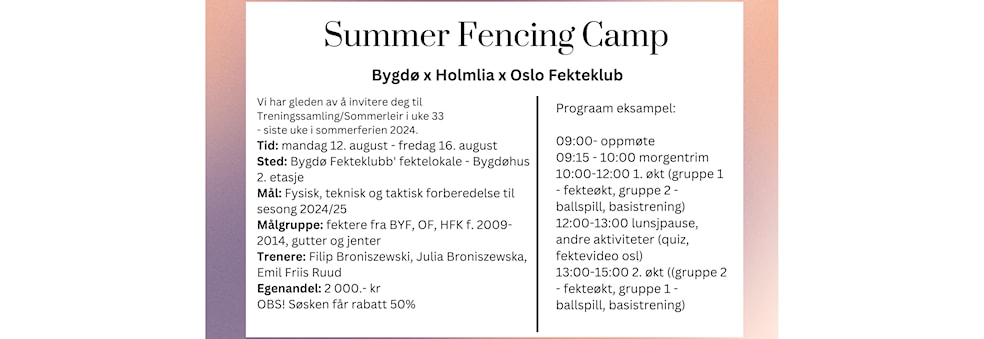 Summer fencing camp